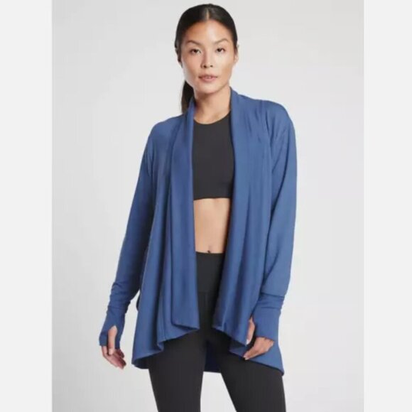 Athleta Pranayama Wrap in Chrome Blue Medium Tall - Picture 1 of 13
